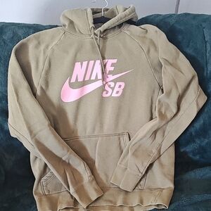 Nike SB Olive Hoodie with Pink Logo